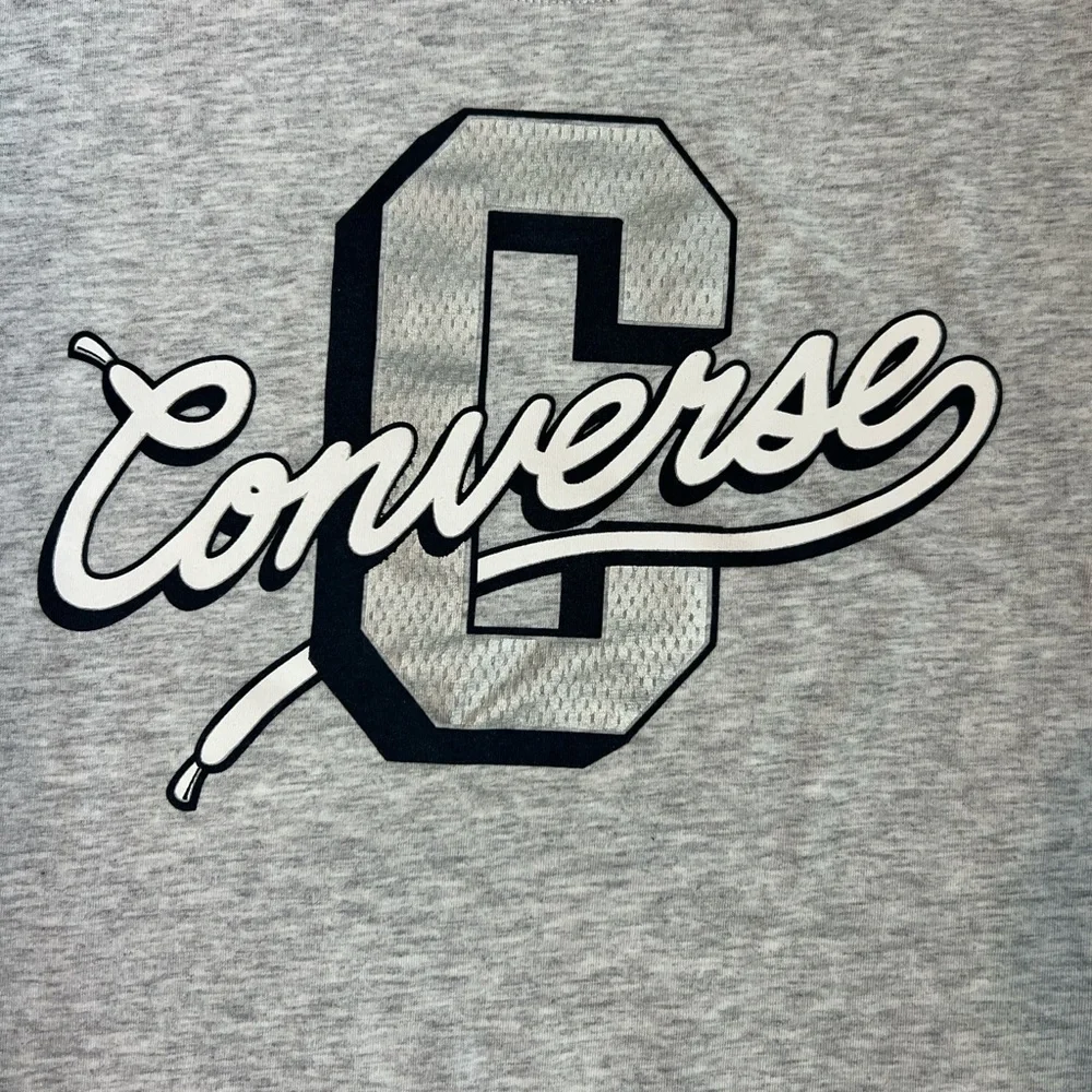Converse Girl's Light Gray Short‎ Sleeve Tee with Logo Size Large